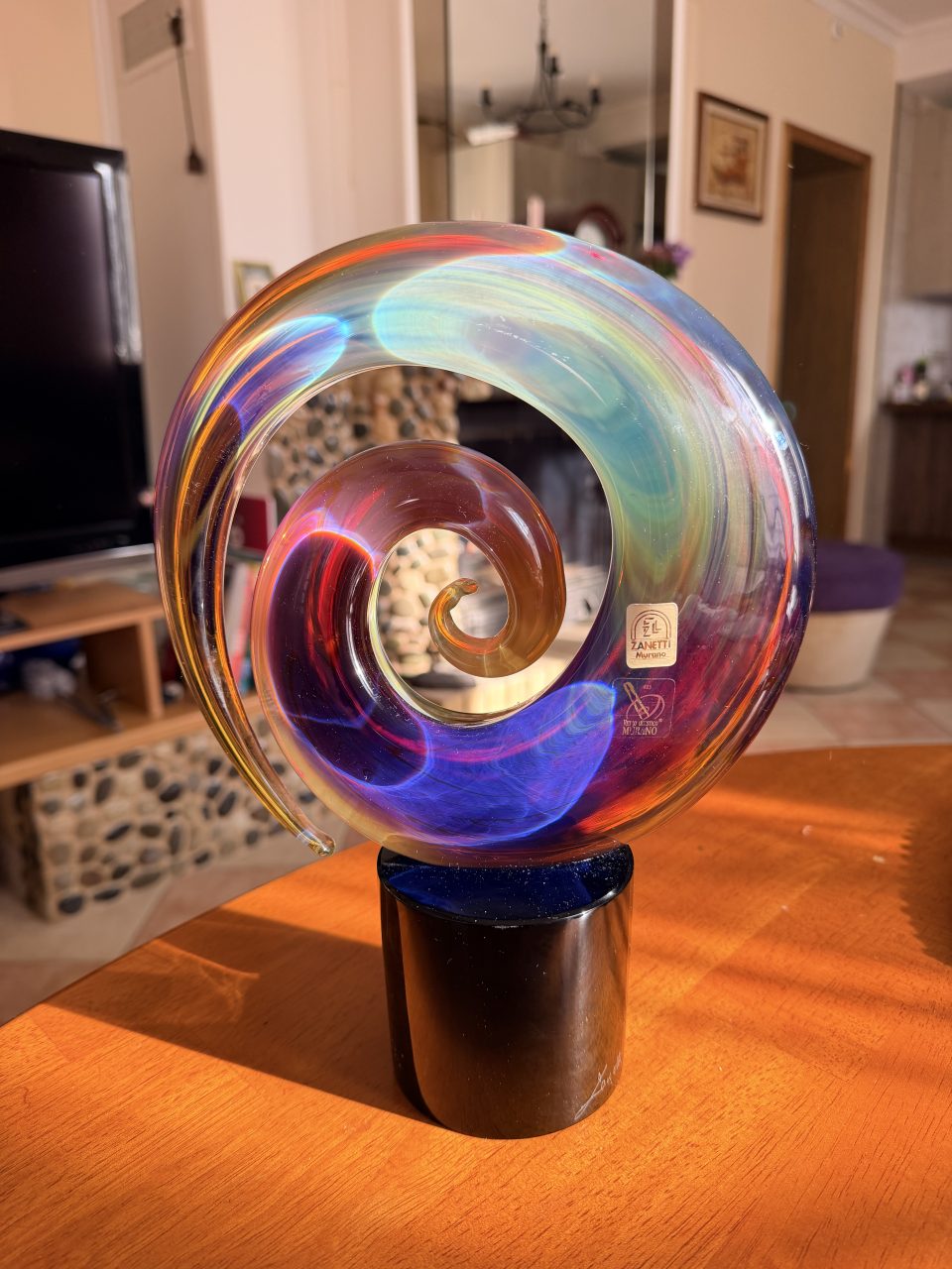 Zanetti Murano «Spirale» — скульптура «Спираль» из муранского стекла на чёрном о, фото 3