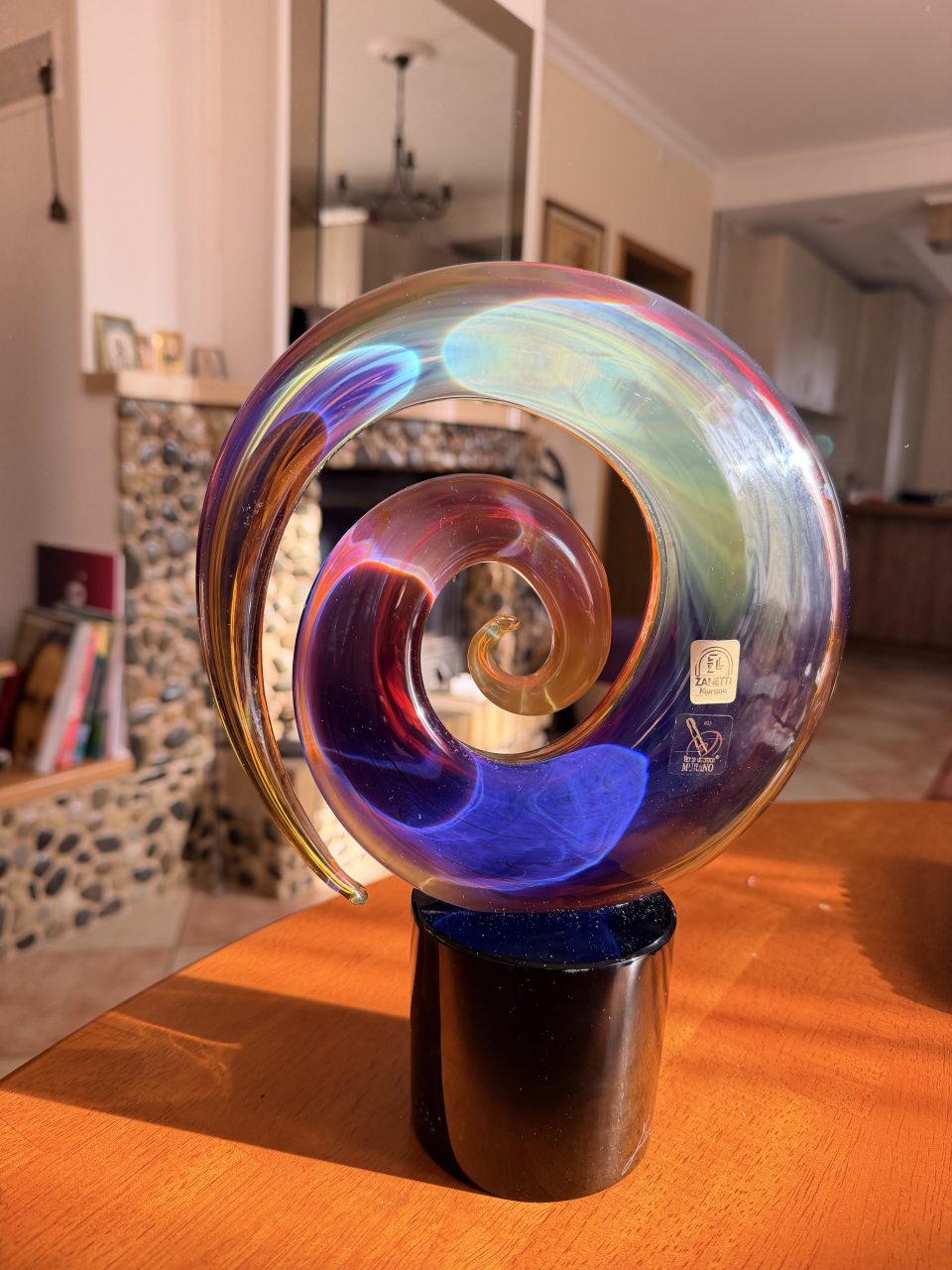 Zanetti Murano «Spirale» — скульптура «Спираль» из муранского стекла на чёрном о, фото 1